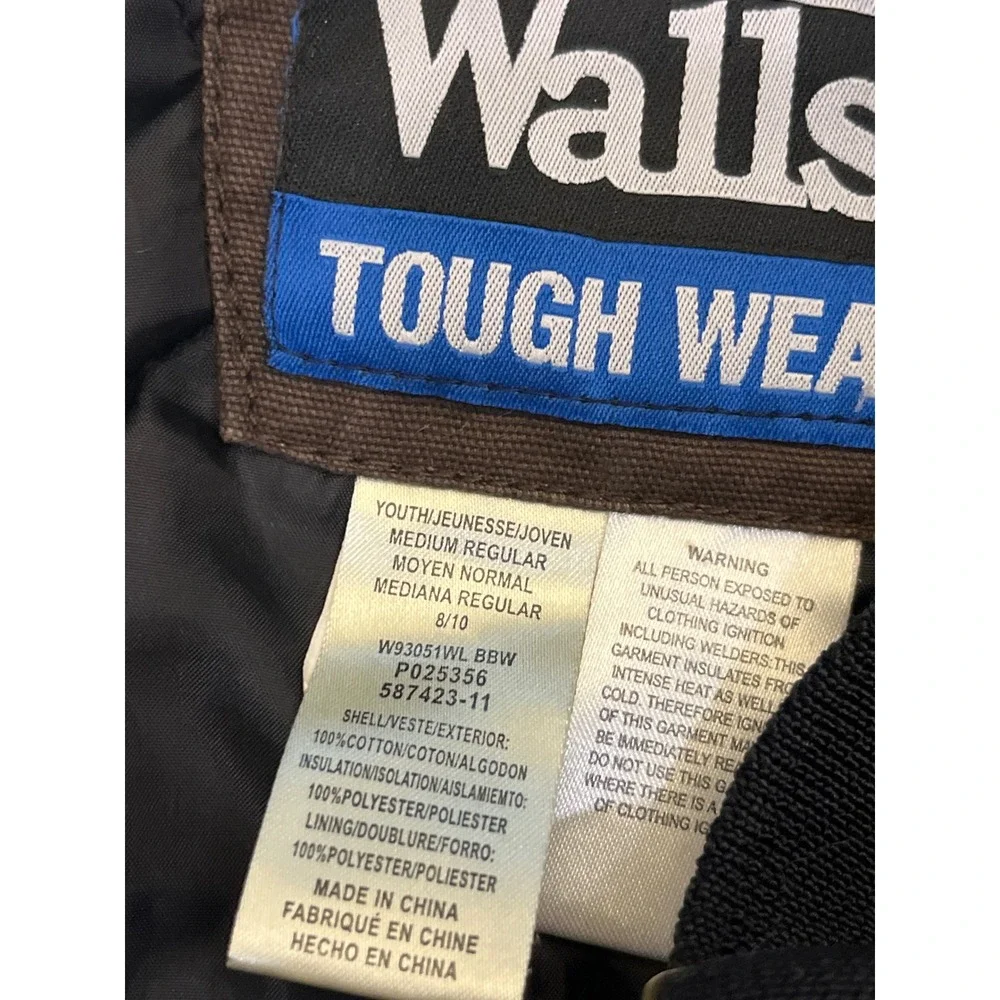 Walls Tough Wear Kids Camo Jacket and Brown Insulated Bib Overalls Set Youth M/L